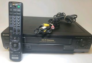 Sony Slv - N50 Vhs Vcr Video Cassette Player Recorder W/ Remote And Av Cables