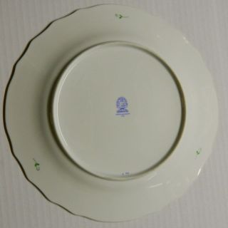 Vintage Hungarian Herend porcelain dinner plate with green leaves decoration 2