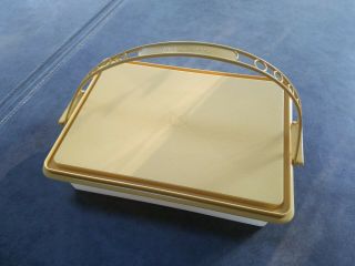 Tupperware Gold Rectangle Carrier With Handle Vintage