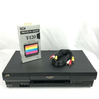 Jvc Hr - S2901u 4 - Head Vcr Vhs Player W Blank Tape & Video Cables