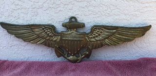 Vintage Metal United States Navy Usn Wall Art Anchor & Wings Made In Usa 17”
