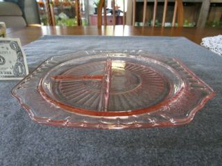 Vintage Anchor Hocking Pink Depression Mayfair Open Rose 9 1/2 " Grill Plate