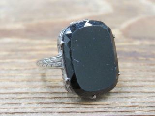 Vintage Art Deco Sterling Silver Black Onyx Ring Sz 5