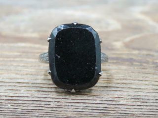Vintage Art Deco Sterling Silver Black Onyx Ring Sz 5 3