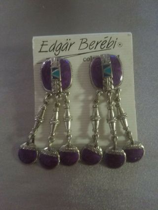 Vintage Edgar Berebi Silver Toned Statement Dangle Pierced Earrings