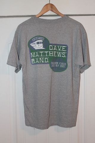 Vintage Dave Matthews Band 2001 Summer Tour Graphic T - Shirt Size L Gray Usa
