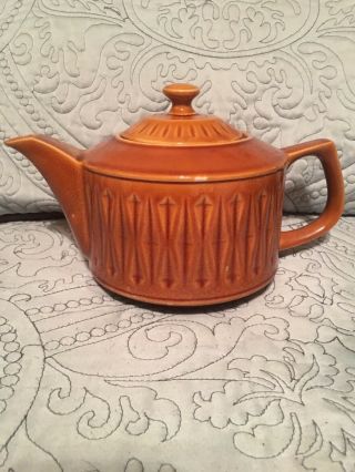 Vintage Sadler England Teapot,  Brown Textured Ceramic With Built - In Strainer