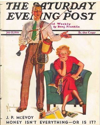 The Saturday Evening Post July 25 1936 R J Cavaliere Fishing Vintage Birthday