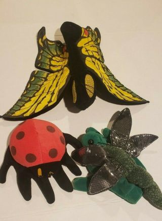 Vtg Folkmanis Lady Bug,  Butterfly Hand Puppet Folktails Furry Folk Bug Insect