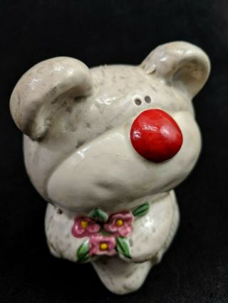 Vintage Made In Taiwan Piggy Coin Bank Ceramic Stopper Koala Bear Red Nose