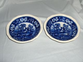Vintage Copeland Spode Blue Tower China 2 Coupe Cereal Bowls Gadroon Older