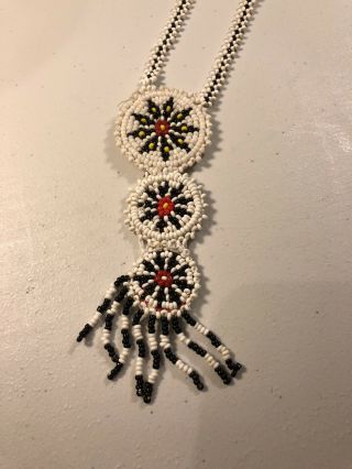 Vintage Native American Northwest Coast Beaded Medallion Necklace