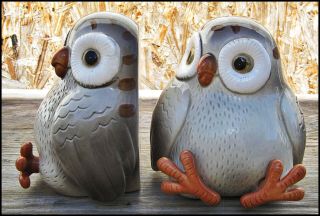 Vtg 1978 Fitz And Floyd Inc.  Hp Pair Owl Bookends Figurines Japan Cute