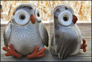 Vtg 1978 FITZ and FLOYD Inc.  HP Pair OWL BOOKENDS Figurines JAPAN Cute 2