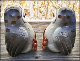 Vtg 1978 FITZ and FLOYD Inc.  HP Pair OWL BOOKENDS Figurines JAPAN Cute 4