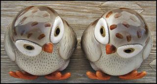 Vtg 1978 FITZ and FLOYD Inc.  HP Pair OWL BOOKENDS Figurines JAPAN Cute 5