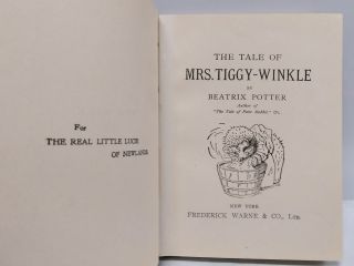 The Tale of Mrs Tiggy Winkle by Beatrix Potter Rare Edition 1905 F.  Warne & Co. 6