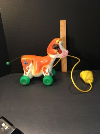 Vintage 1972 Fisher Price " Molly Moo Cow " Pull Toy 132