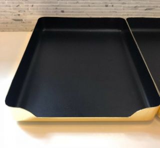 Vintage Mid Century Desk Tray Brass Gold Black Office Organizer In/Out Box (1) 5