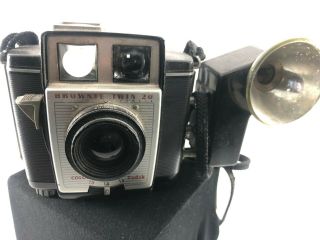 Vintage Kodak Brownie Twin 20 Camera With Kodak Supermite Flashholder & Strap