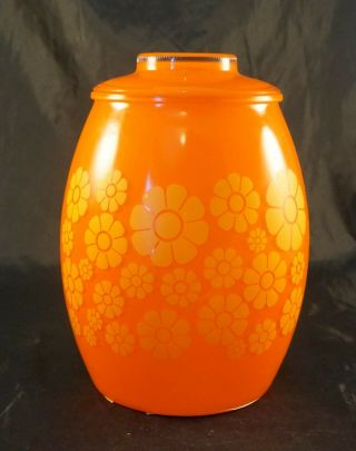 Vintage Bartlett Collins - Orange With Daisies Glass Cookie Jar