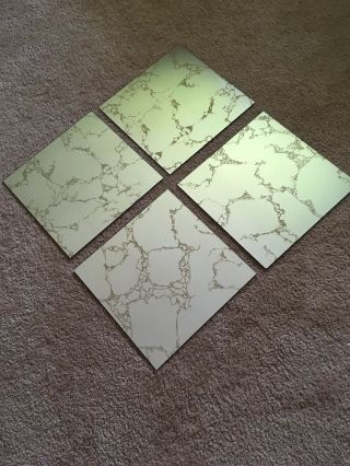 Vintage Glass 12”x12”mirror Tiles Retro Gold Vein