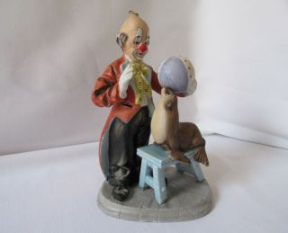 Vintage Porcelain Capodimonte Clown Figurine With Seal