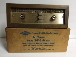 Vtg Nutone Inside Speaker Remote Control Panel Intercom 2416 - B Mid Century