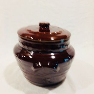 Vintage Marcrest Brown Stoneware - Daisy Dot - Oven - Proof Pot With Lid - Bean Pot - USA 2