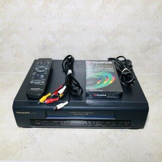 Panasonic Pv - 7450 Vcr Vhs Player With Remote,  Av Cable & Blank T - 120 Tape