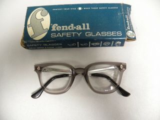 Vintage Fendall T - 30 Clear Lenses Horn Rimmed Safety Glasses (a7)