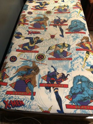 Vintage X - Men Twin Bed Set Wolverine Psylocke Cyclops Sheets Pillowcase 1994
