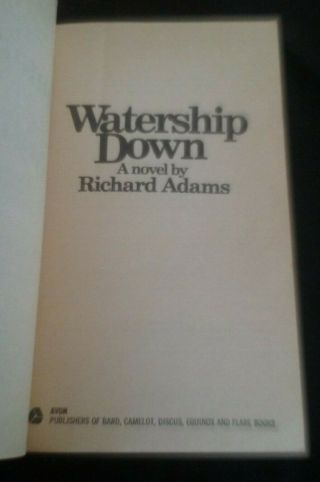 WATERSHIP DOWN By Richard Adams First Avon Paperback Edition/1st Printing 1975 3