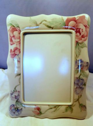 Vintage Lenox Floral Peonies? Photo Frame 5 X 7 Opening 8 By 10 Overall