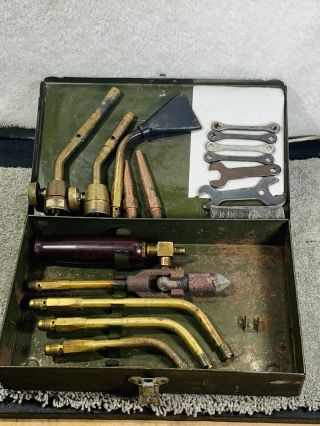Vintage Prest - O - Lite Wrench Torch Craftsman Bernzomatic Eagle Lock Co Box