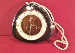 Vintage Mid - Century Emes Wall Clock On A Rope Germany 9.  5 " X 9.  5 " Solid
