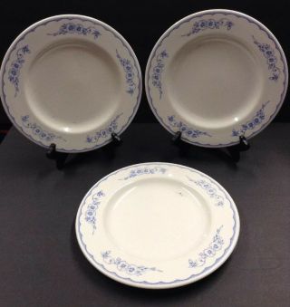 Vintage Restaurant Ware Homer Laughlin Set Of 3 Plates Blue Floral Ffd