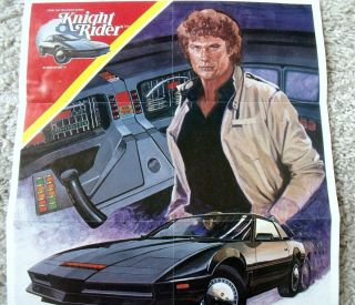 Rare Vintage Kenner Toy General Mills Promo Knight Rider Hasselhoff Mini Poster 2