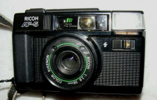 Ricoh Af - 5,  35mm Auto - Focus Film Camera,  Color Rikenon F2.  8,  38mm Lens,  Case.