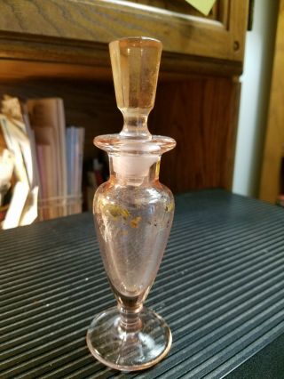 Vintage Pink Depression Glass Perfume Bottle Decanter With Stopper