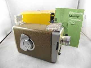 Vintage Kodak Brownie 8mm Movie Camera Model 3 F/1.  9,  Box,  Instructions -