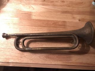Vintage Us Regulation Brass Military Bugle W/mouthpiece Is Made In Usa
