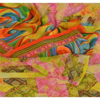Sanskriti Vintage Saree Blend Georgette Digital Printed Sari Craft Soft Fabric