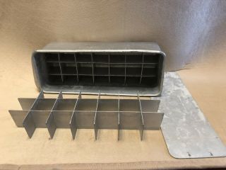 Vintage Aluminum Metal Ice Cube Tray 21 Cubes W/o Lever.  Two Layer