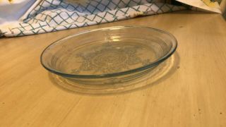 Vtg Depression Glass Fire King Oven Pie Plate Philbe Sapphire Blue Pattern Fs