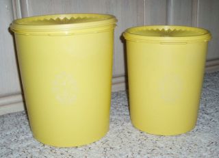 4 Pc Vintage Tupperware Servalier Canister Set Harvest Yellow 17,  12 Cups