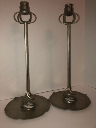 Global Views Silver Candle Holders Vintage Modern 16” Height 7 1/2” Base