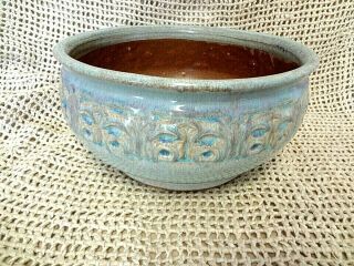 Vintage Ceramic Art Pottery Soft Blue Planter Flower Pot Bowl Home Decor 5
