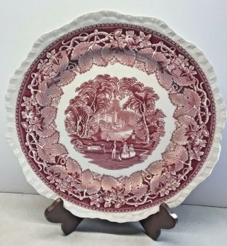 Vintage Masons Vista Pink Large Dinner Plate 10 5/8 " Transferware England