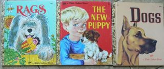 3 Vintage Little Golden Books Rags,  Dogs,  The Puppy